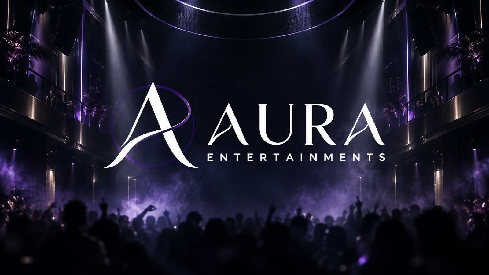 AURA promotional brand artwork with purple lights